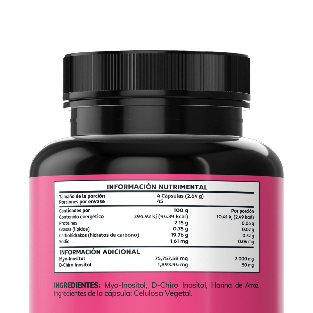 Beyond Vitamins Myo and D-Chiro Inositol 180 Capsules - back label