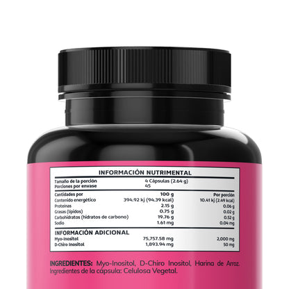 Beyond Vitamins Myo and D-Chiro Inositol 180 Capsules - back label